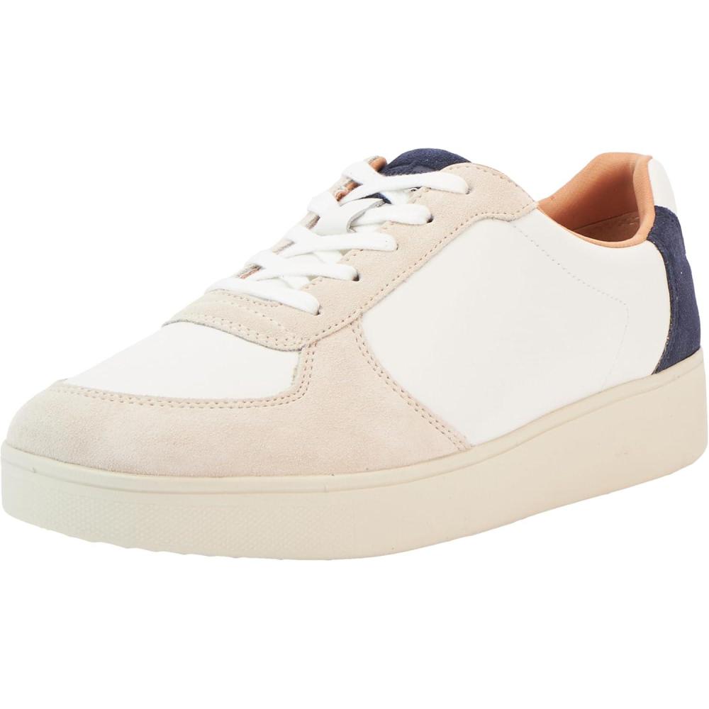 imageFitFlop Womens Rally LeatherSuede Panel SneakersUrban White Midnight Navy
