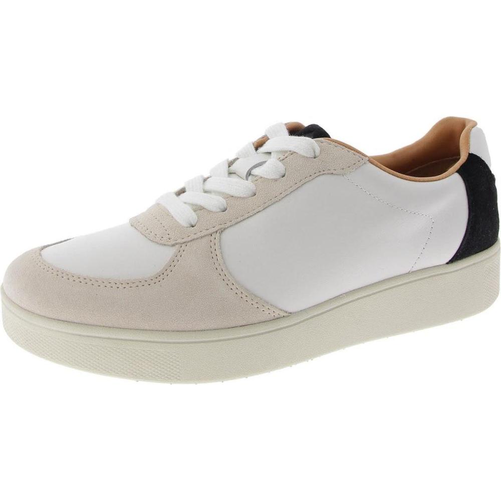 imageFitFlop Womens Rally LeatherSuede Panel SneakersWhite