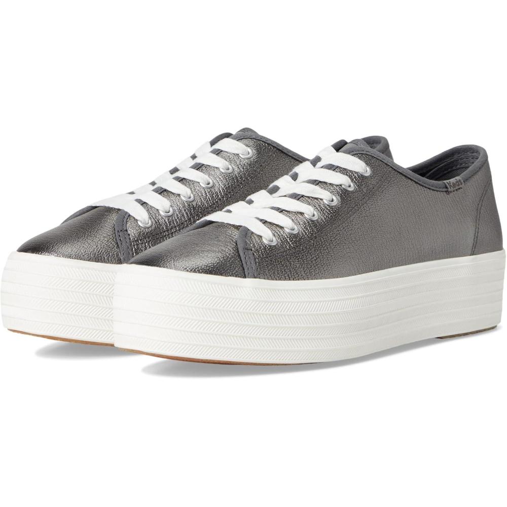 imageKeds Womens Triple Up Leather SneakerGunmetal Metallic Leather
