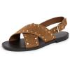 Madewell Women’s The Tuley Crossover Sandal(Dried Acorn W/Studs)
