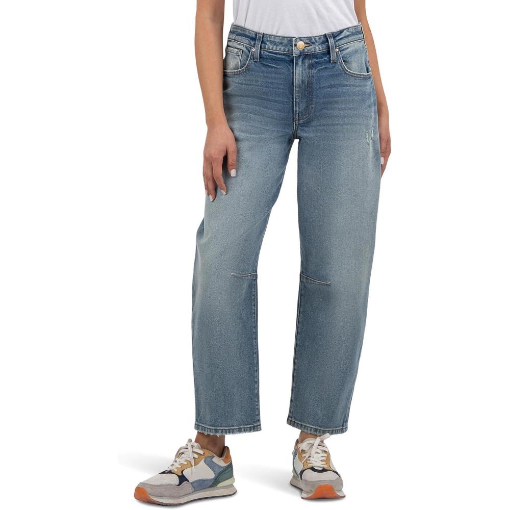 imageKUT from the Kloth Womens Ashley High Rise Slouchy Barrel Straight LegLeadership With Medium Base Wash