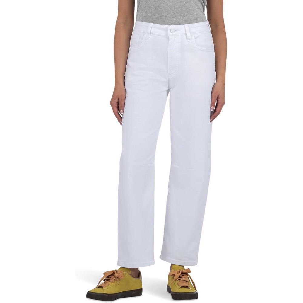 imageKUT from the Kloth Womens Ashley High Rise Slouchy Barrel Straight LegOptic White