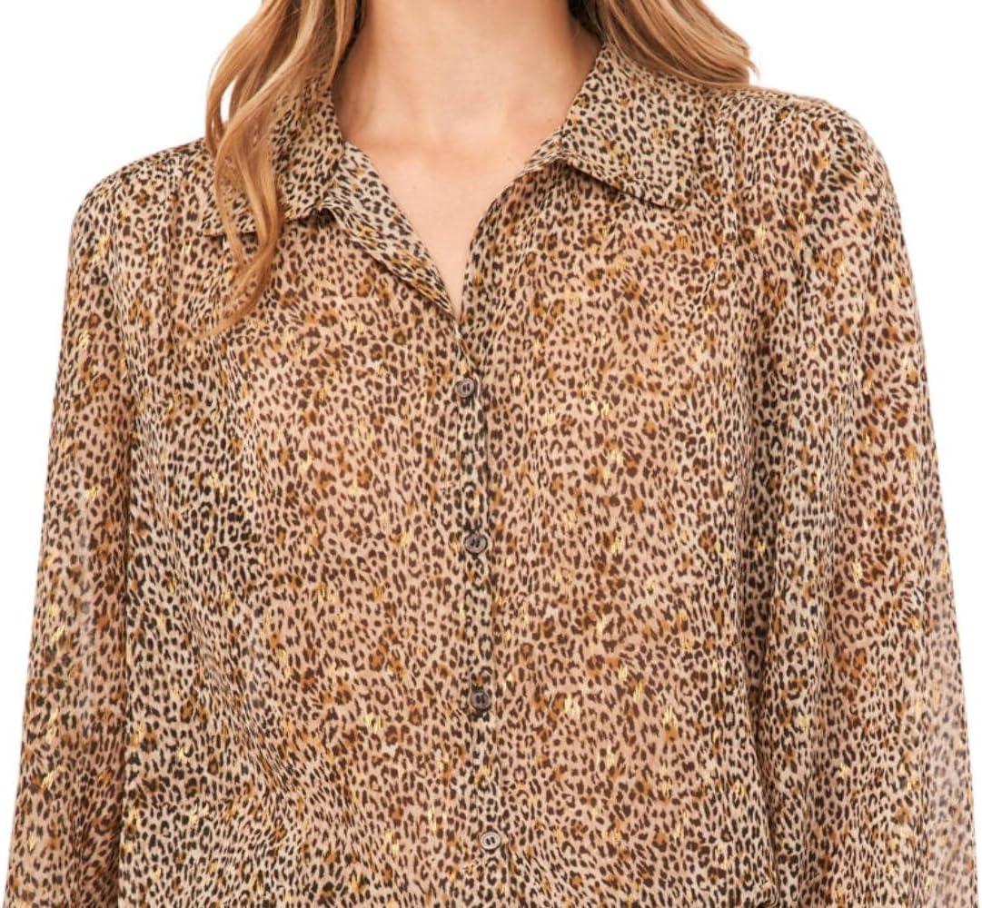 imageVince Camuto Long Sleeve VNeck ButtonDown BlouseFoxtrot
