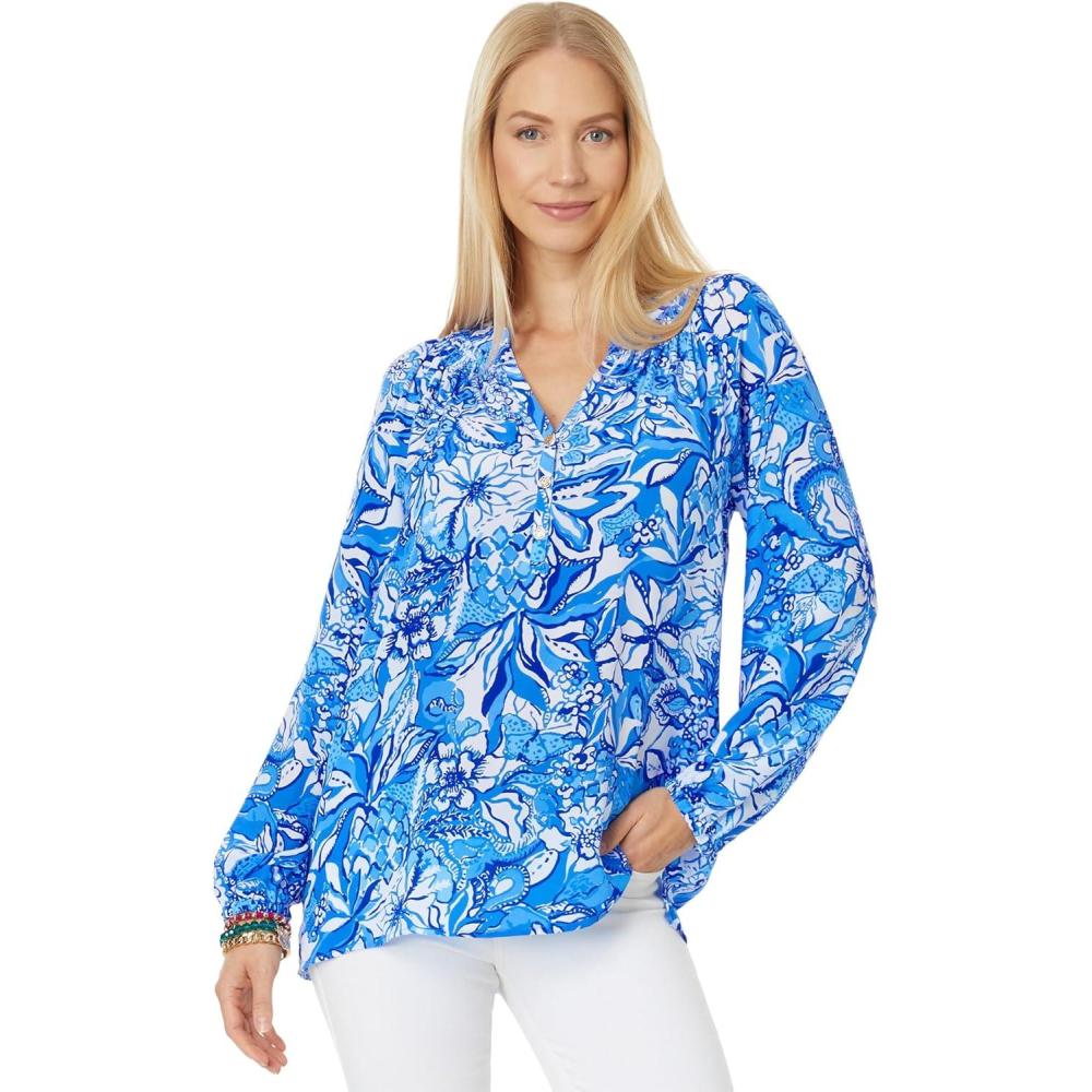 imageLilly Pulitzer Elsa TopBlue Tang Flocking Fabulous