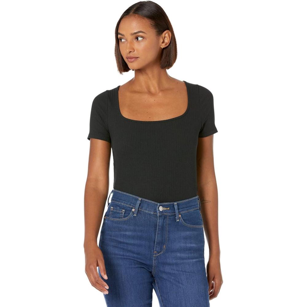 imageMadewell Ribbed SquareNeck Crop TopTrue Black