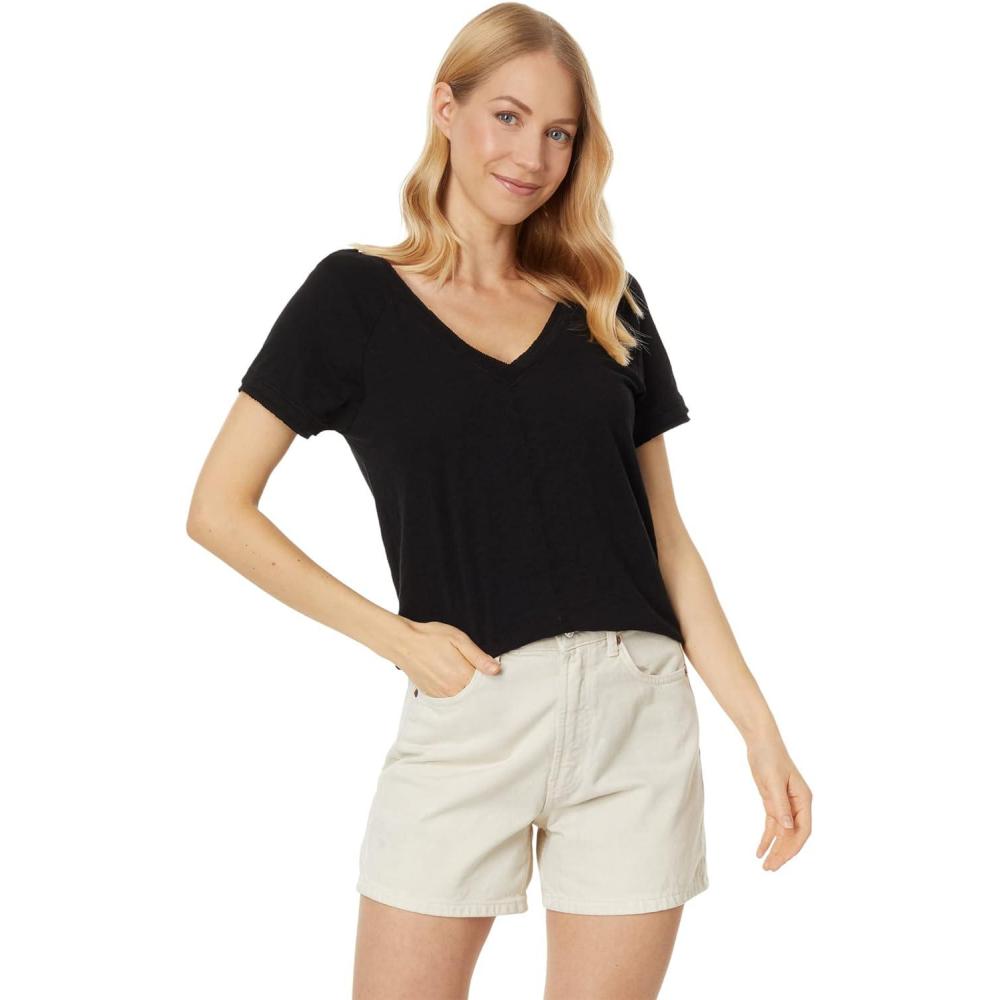 imageRib Mix VNeck Short Sleeve TeeBlack