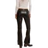 Free People Womens High-Rise Faux Leather Bootcut Pants(Black)