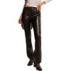 Free People Womens High-Rise Faux Leather Bootcut Pants(Black)