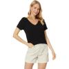 Rib Mix V-Neck Short Sleeve Tee(Black)
