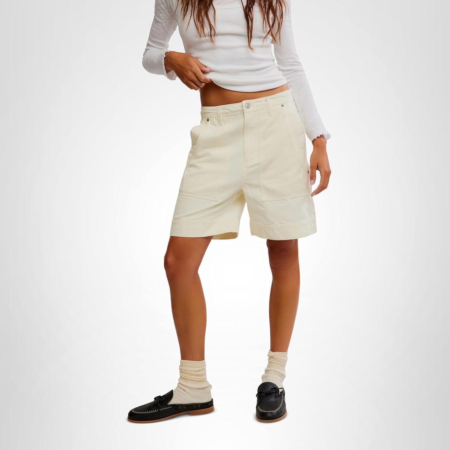 imageFree People Womens Milo Carpenter ShortsClean Ivory