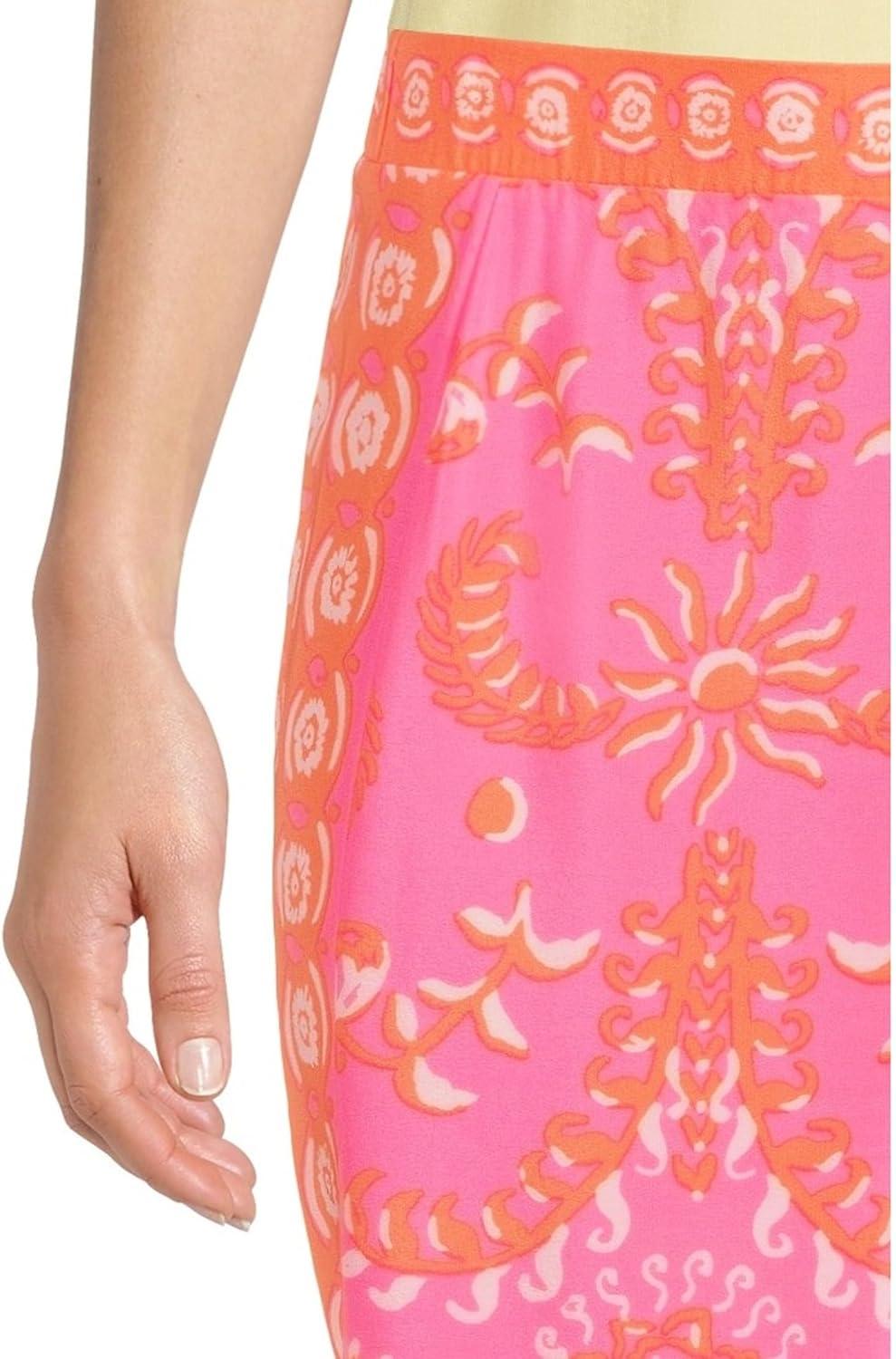 imageLilly Pulitzer Womens Vianna Silk PalazzoSunkissed Pink Breezy Palm Engineered Pant