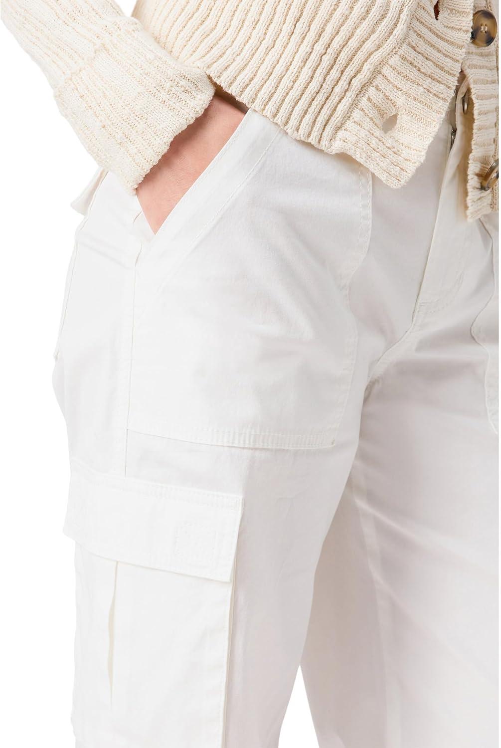imageSanctuary Reissue Cargo Pants for Women Pure Cotton Construction Relaxed Fit Two Side Cargo PocketsWhite
