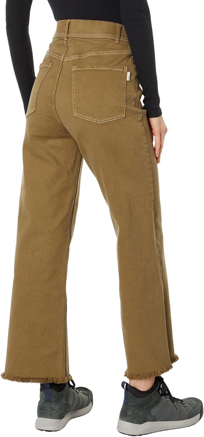 imageToadampampCo Balsam Seeded Cutoff Pant Pants for Women Button Closure Raw Hem Distressed DetailingHoney Brown