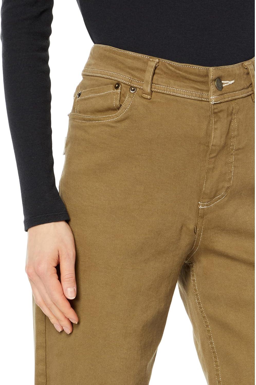 imageToadampampCo Balsam Seeded Cutoff Pant Pants for Women Button Closure Raw Hem Distressed DetailingHoney Brown