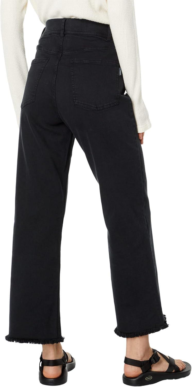 imageToadampampCo Balsam Seeded Cutoff Pant Pants for Women Button Closure Raw Hem Distressed DetailingWashed Black