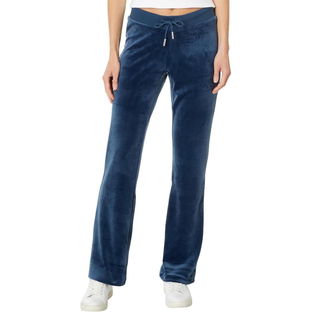 imageJuicy Couture Womens Solid Rib Waist Velour Pant WDrawcord Midnight Sea Large 32