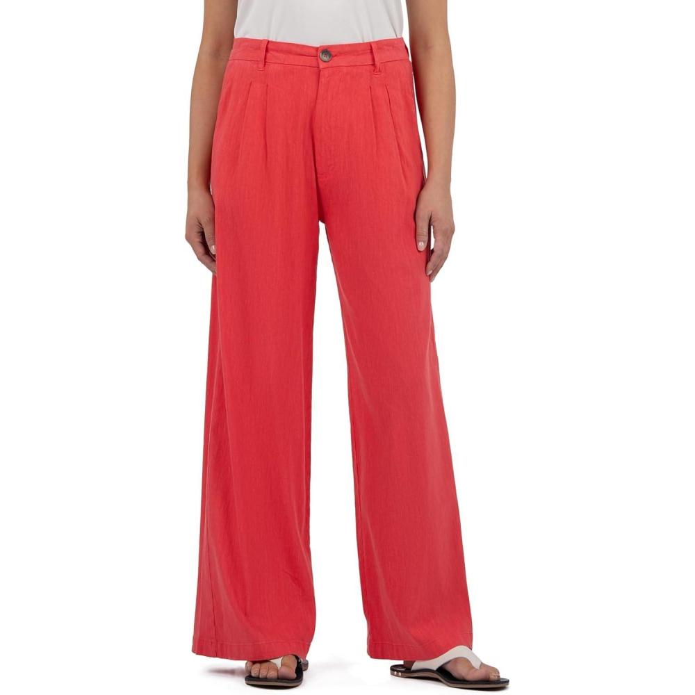 imageKUT from the Kloth Womens RyanHighRise Wide Straight Leg Front PleatsWatermelon