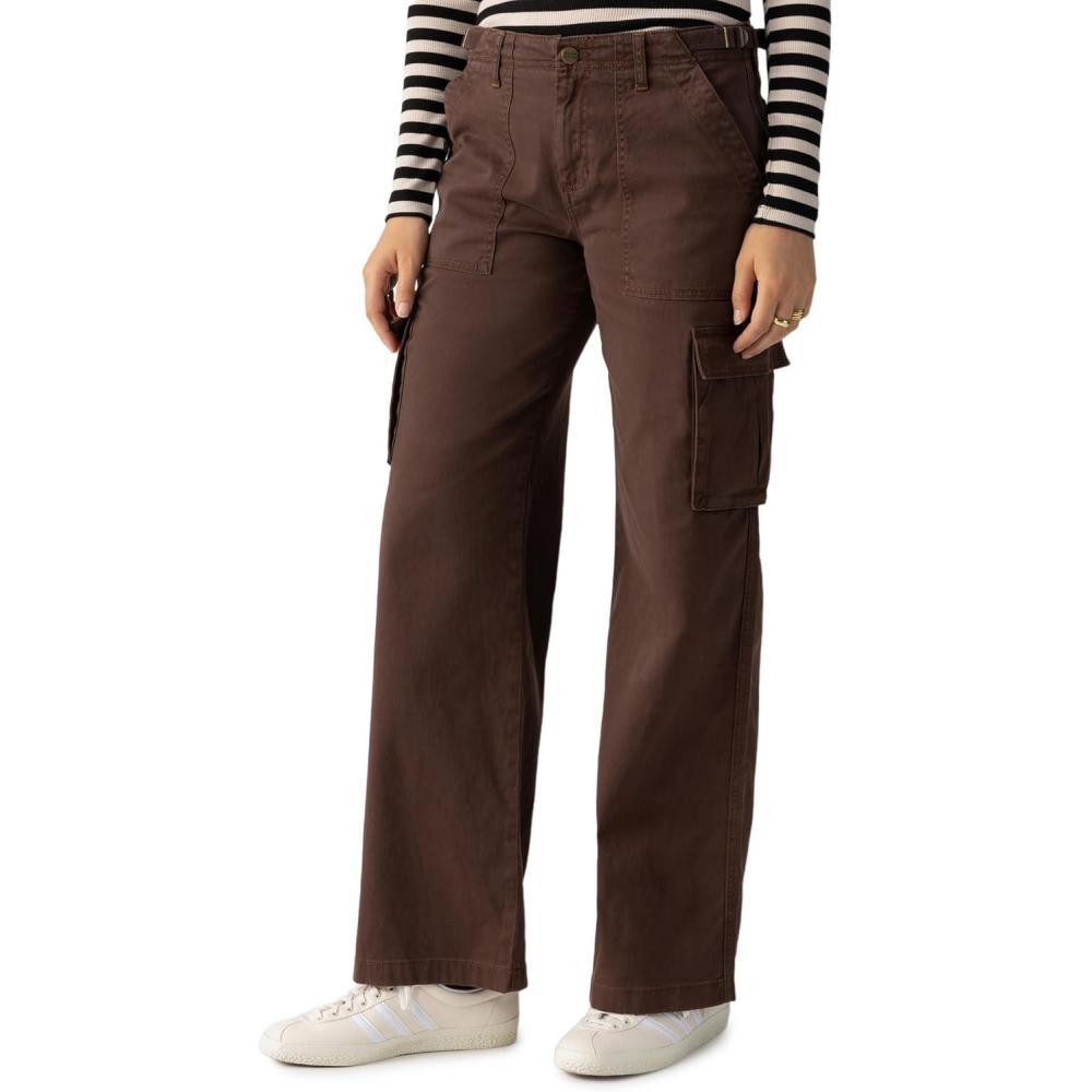 imageSanctuary Reissue Cargo Pants for Women Pure Cotton Construction Relaxed Fit Two Side Cargo PocketsBrown Sugar