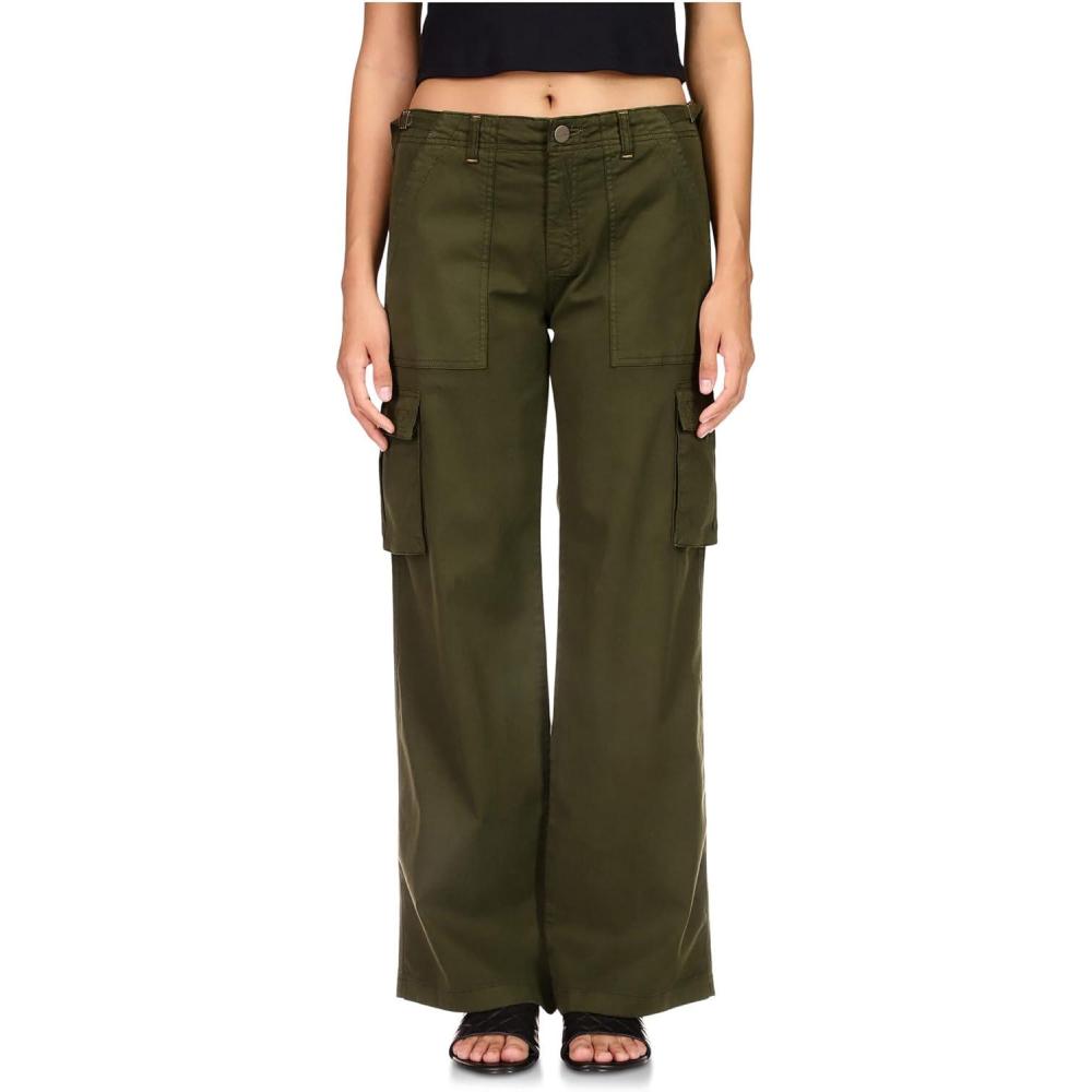 imageSanctuary Reissue Cargo Pants for Women Pure Cotton Construction Relaxed Fit Two Side Cargo PocketsMossy Green