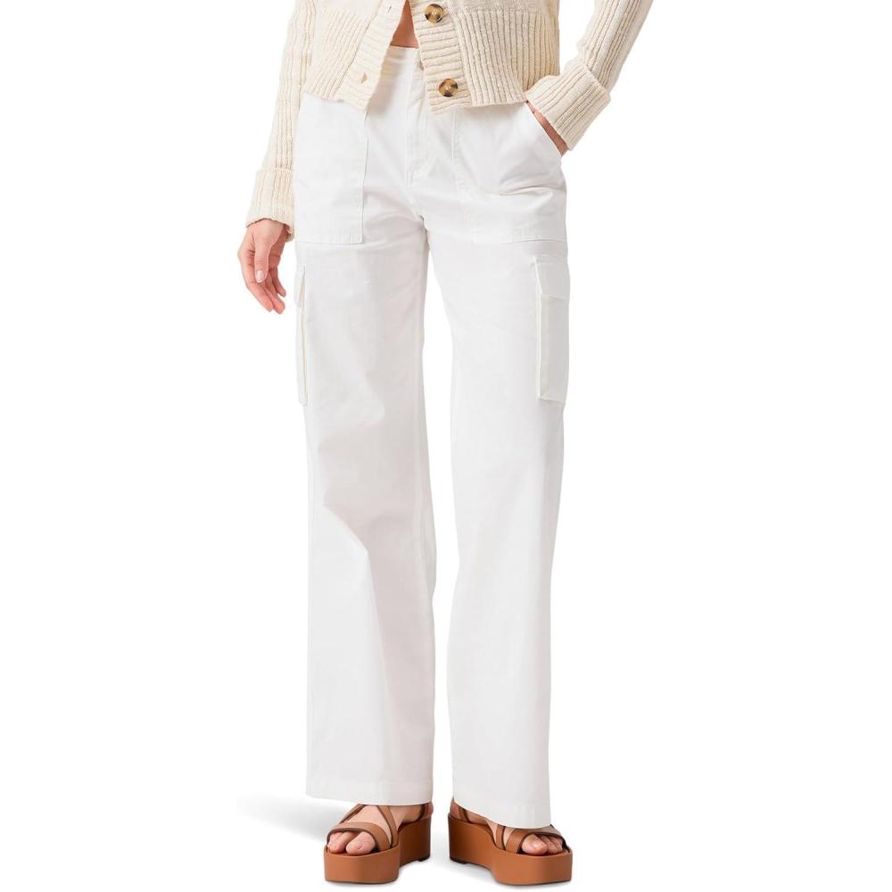 imageSanctuary Reissue Cargo Pants for Women Pure Cotton Construction Relaxed Fit Two Side Cargo PocketsWhite