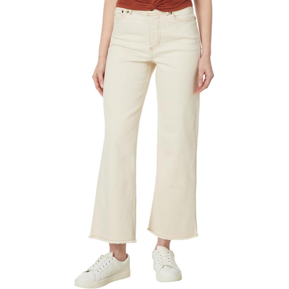 imageToadampampCo Balsam Seeded Cutoff Pant Pants for Women Button Closure Raw Hem Distressed DetailingNatural Ii