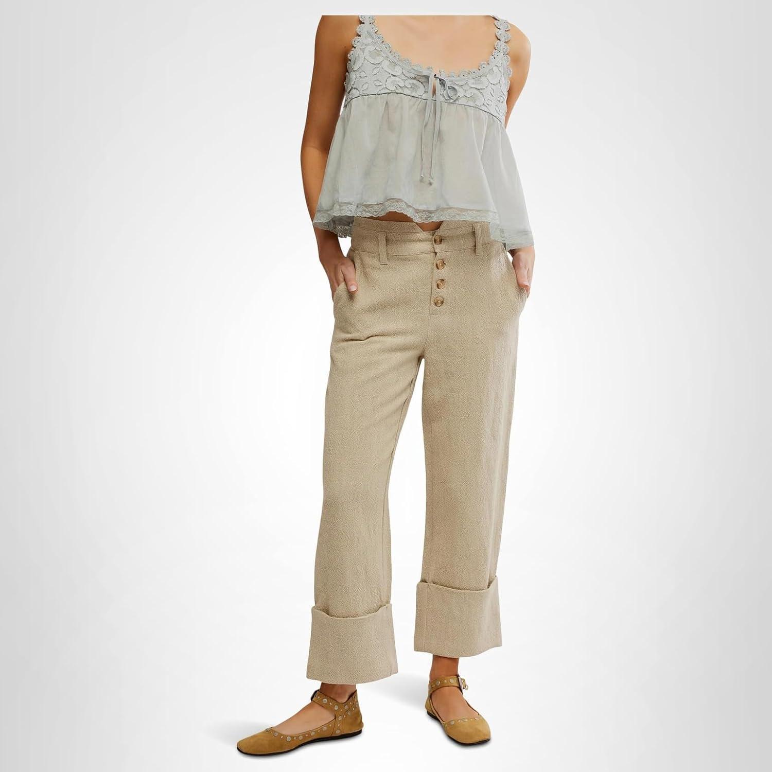 imageFree People Womens Parkway Cuffed TrousersNatural Combo