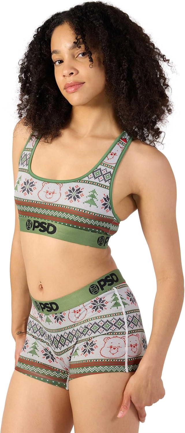 imagePSD Womens Care Bears Ugly Sweater Racerback Sports Bra for Women Comfortable Exercise Bras for Women Yoga and Gym Workout