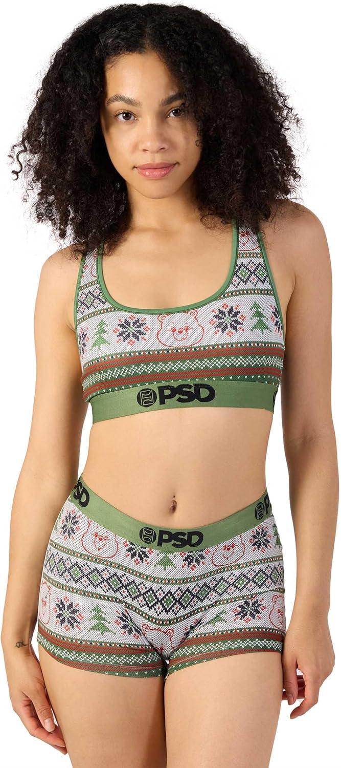 imagePSD Womens Care Bears Ugly Sweater Racerback Sports Bra for Women Comfortable Exercise Bras for Women Yoga and Gym Workout