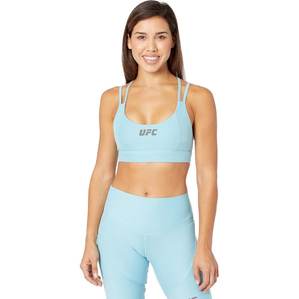 imageUFC Womens Strappy Sports Bra Moisture Wicking Athletic ApparelPorcelain Blue