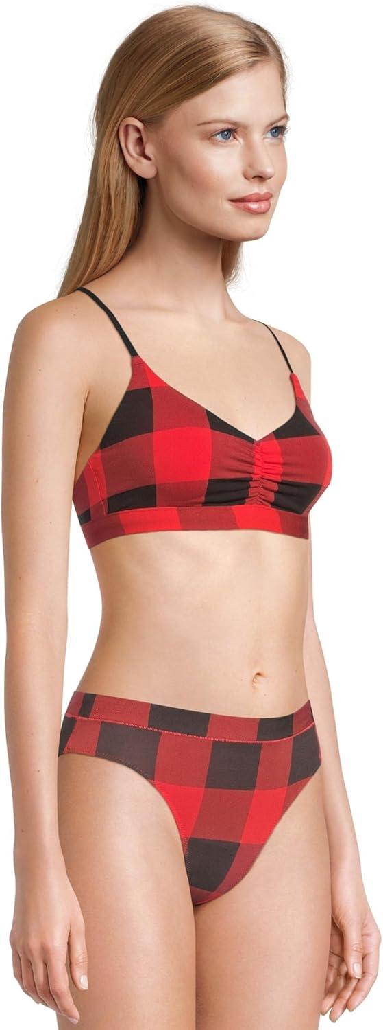 imageMeUndies Womens Feel Free Ruched BraletteBuffalo Plaid