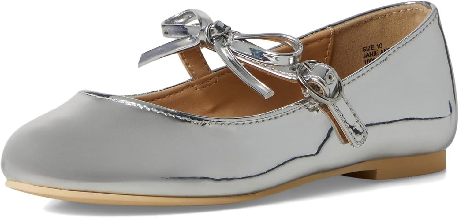 imageJanie and Jack Girls Patent Bow Flat ToddlerLittle Big Kid BalletSilver