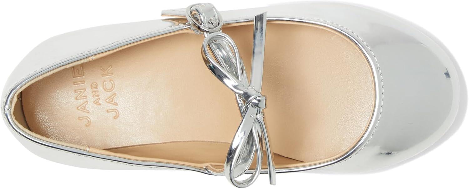 imageJanie and Jack Girls Patent Bow Flat ToddlerLittle Big Kid BalletSilver