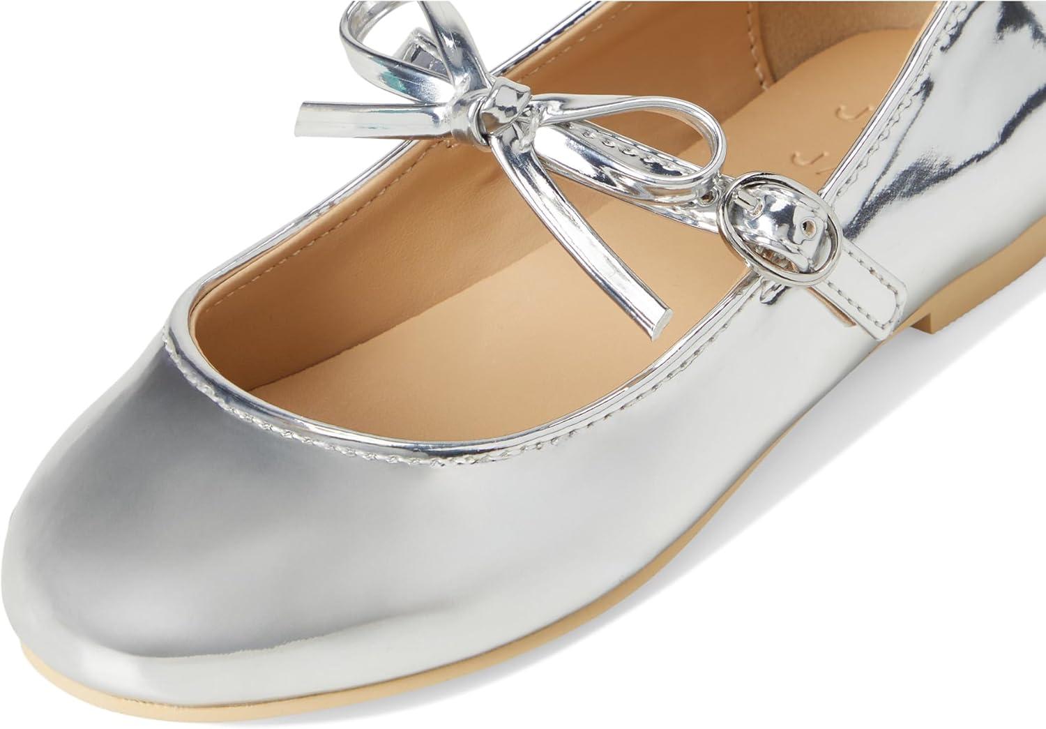 imageJanie and Jack Girls Patent Bow Flat ToddlerLittle Big Kid BalletSilver