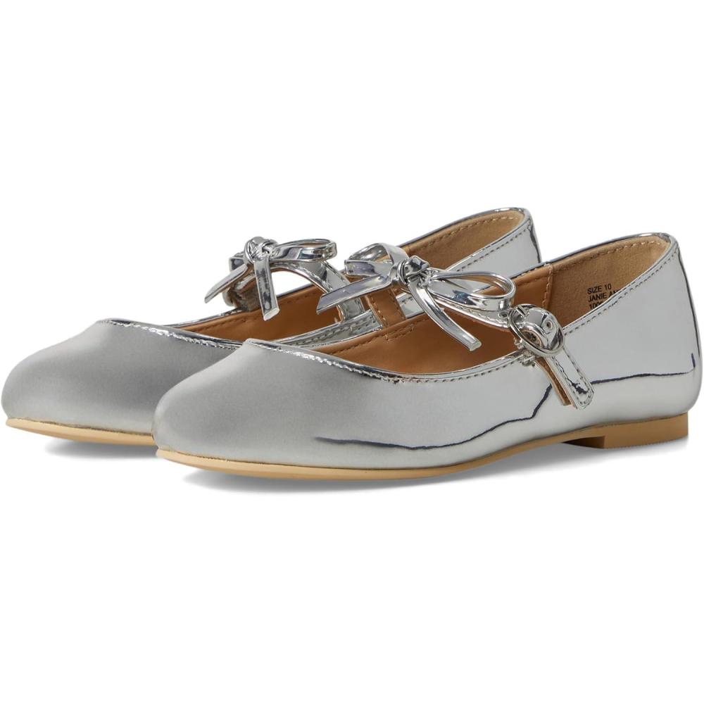 imageJanie and Jack Girls Patent Bow Flat ToddlerLittle Big Kid BalletSilver