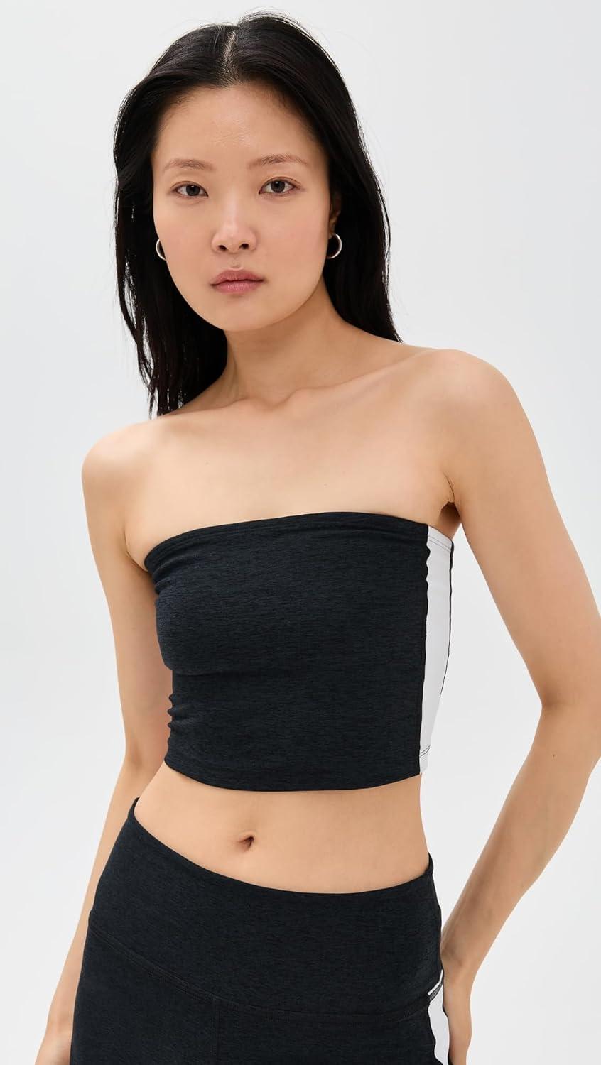 imageBeyond Yoga Womens Spacedye Line Up Strapless Cropped TopDarkest NightCloud White