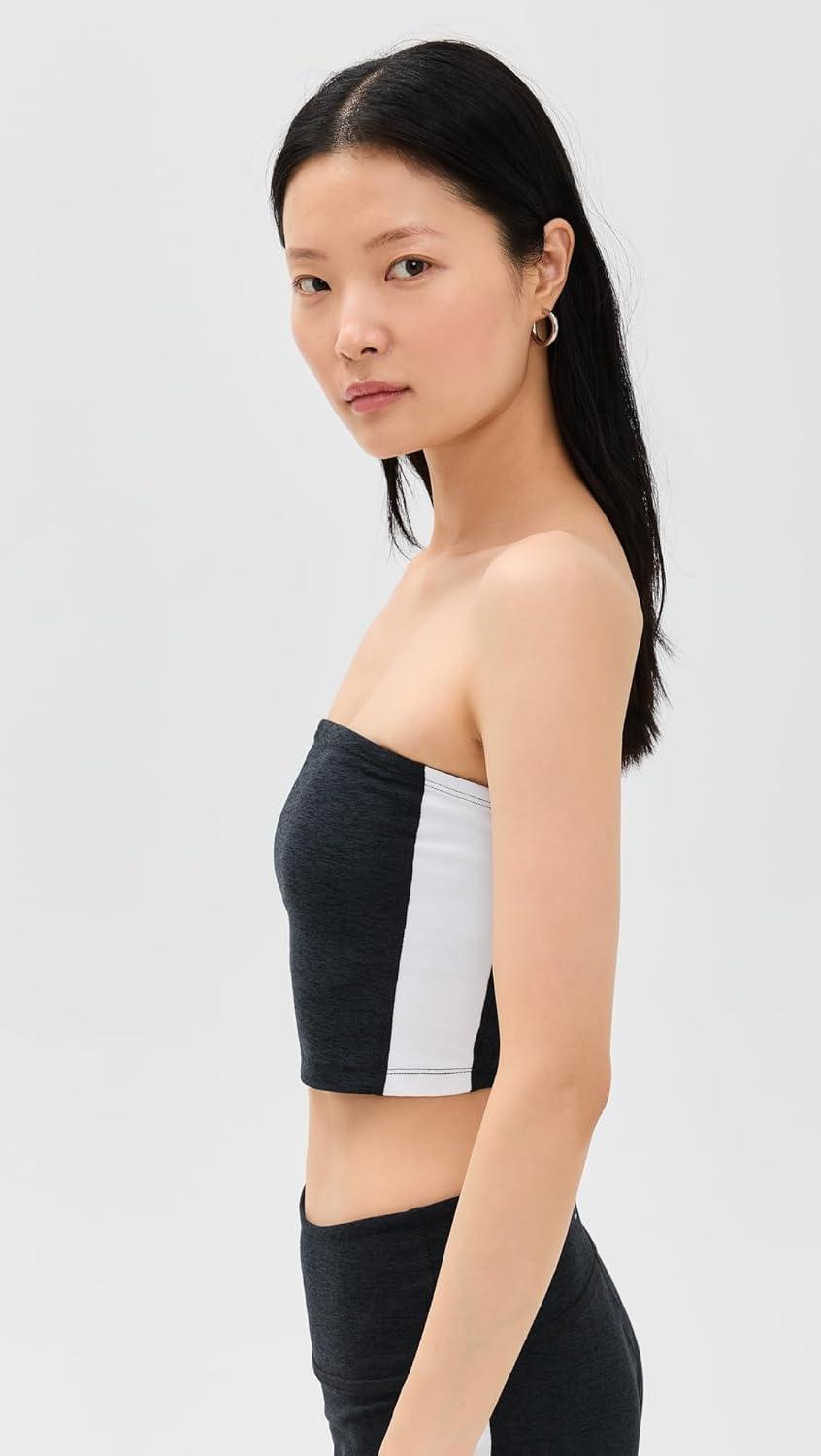 imageBeyond Yoga Womens Spacedye Line Up Strapless Cropped TopDarkest NightCloud White