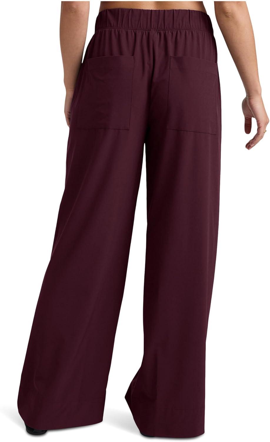 imageBeyond Yoga Womens Stretch Woven Wide Leg PantsBlack Cherry