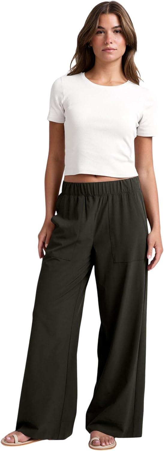 imageBeyond Yoga Womens Stretch Woven Wide Leg PantsOlive Ink