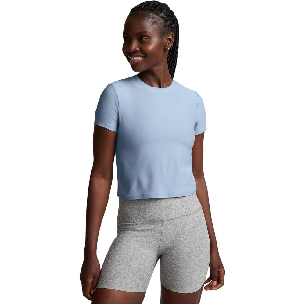 imageBeyond Yoga Womens Featherweight Cropped TeeBlue Zen Heather