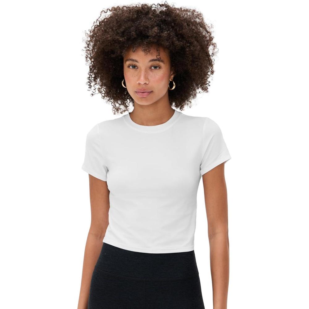 imageBeyond Yoga Womens Featherweight Cropped TeeCloud White