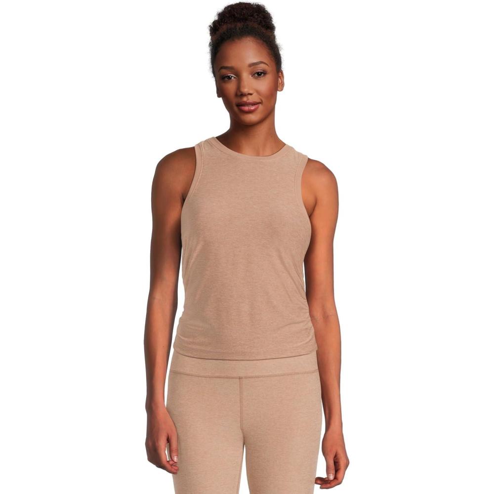 imageBeyond Yoga Womens Featherweight Your Fit Shirred TankDesert Sand Heather