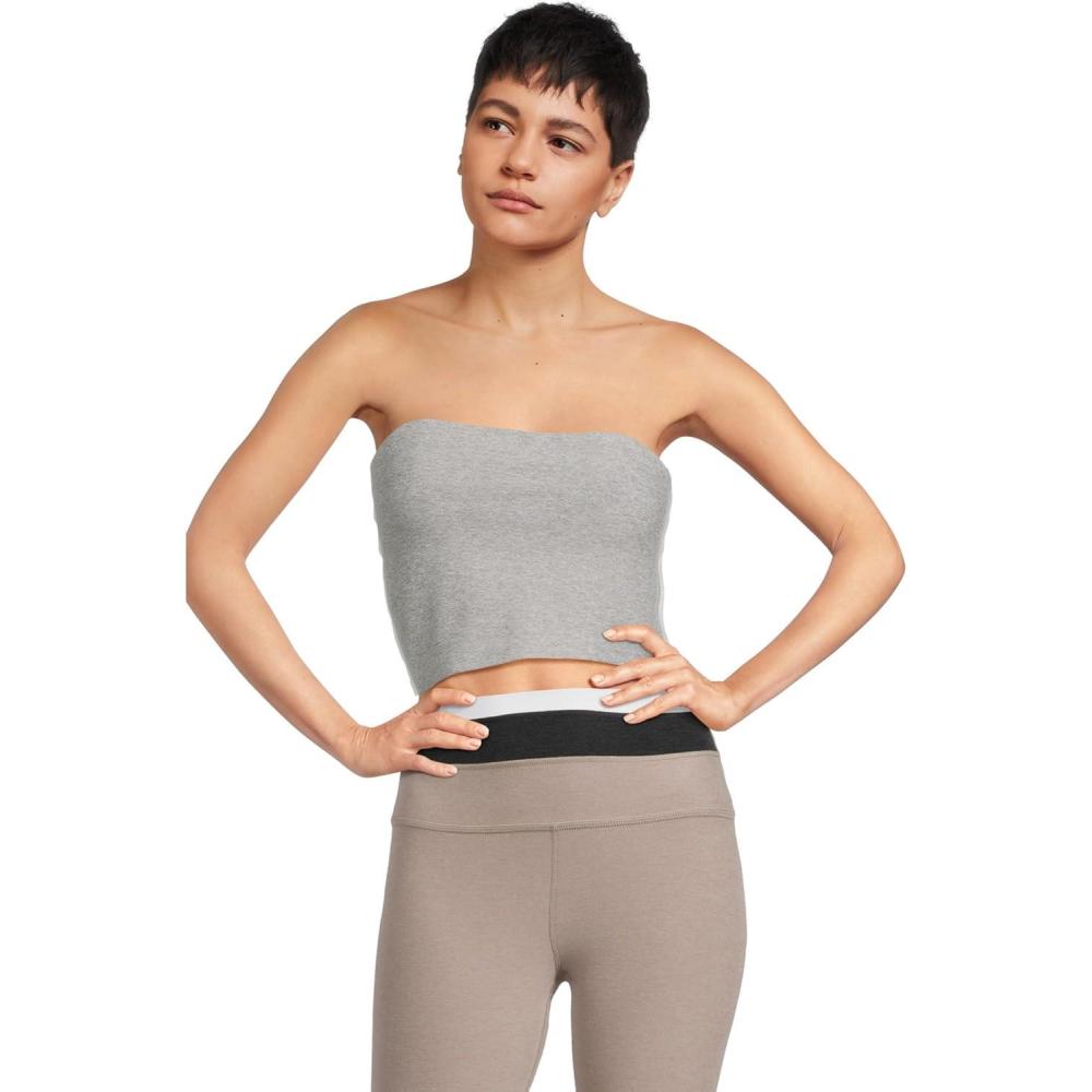imageBeyond Yoga Womens Spacedye Line Up Strapless Cropped TopSilver MistCloud White