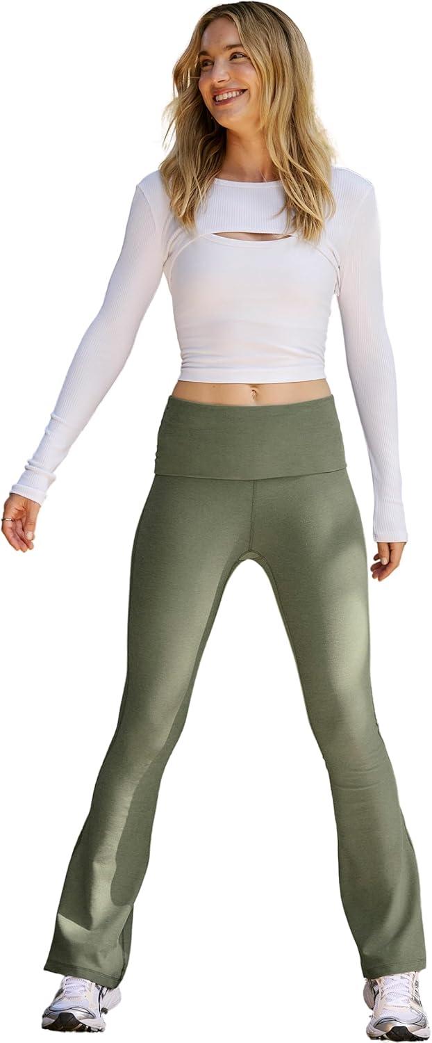imageBeyond Yoga Womens Spacedye Foldover PantsGrey Sage Heather