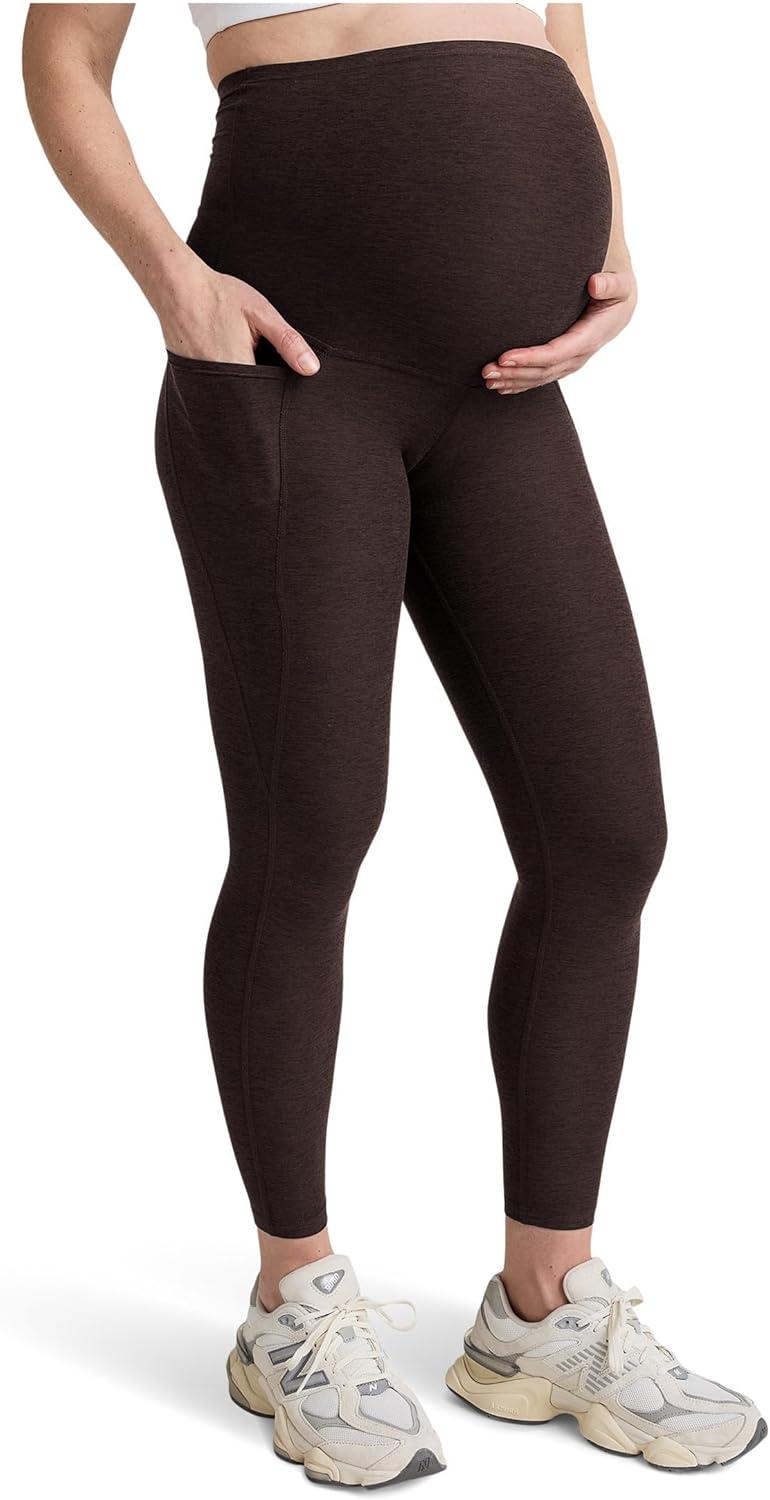 imageBeyond Yoga Womens Spacedye Love The Bump Maternity Pocket Midi LeggingDark Chocolate Heather