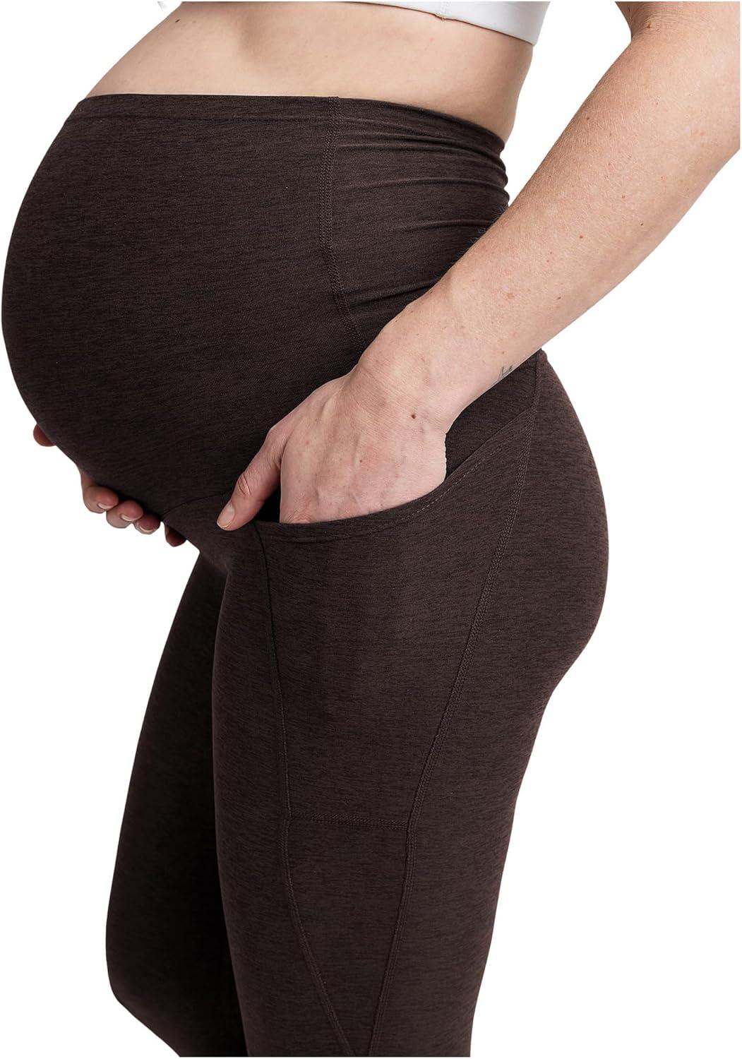 imageBeyond Yoga Womens Spacedye Love The Bump Maternity Pocket Midi LeggingDark Chocolate Heather