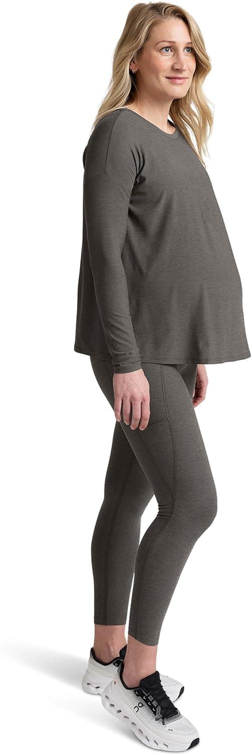 imageBeyond Yoga Womens Spacedye Love The Bump Maternity Pocket Midi LeggingTrue Gray Heather