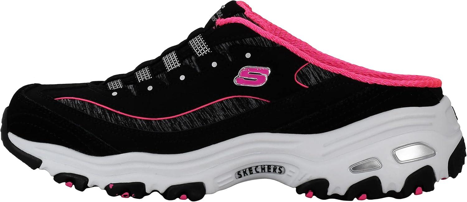 imageSkechers Sport Womens DLites SlipOn Mule SneakerBlackHot Pink