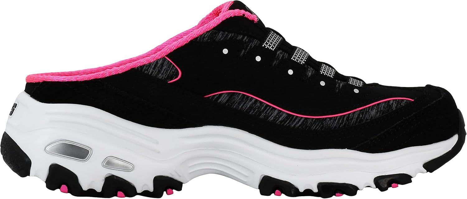 imageSkechers Sport Womens DLites SlipOn Mule SneakerBlackHot Pink