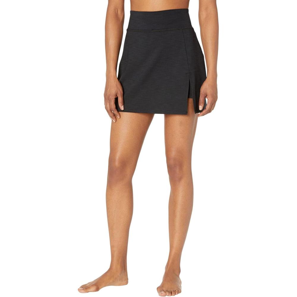 imageBeyond Yoga Womens Heather Rib Hold Court SkirtBlack Heather
