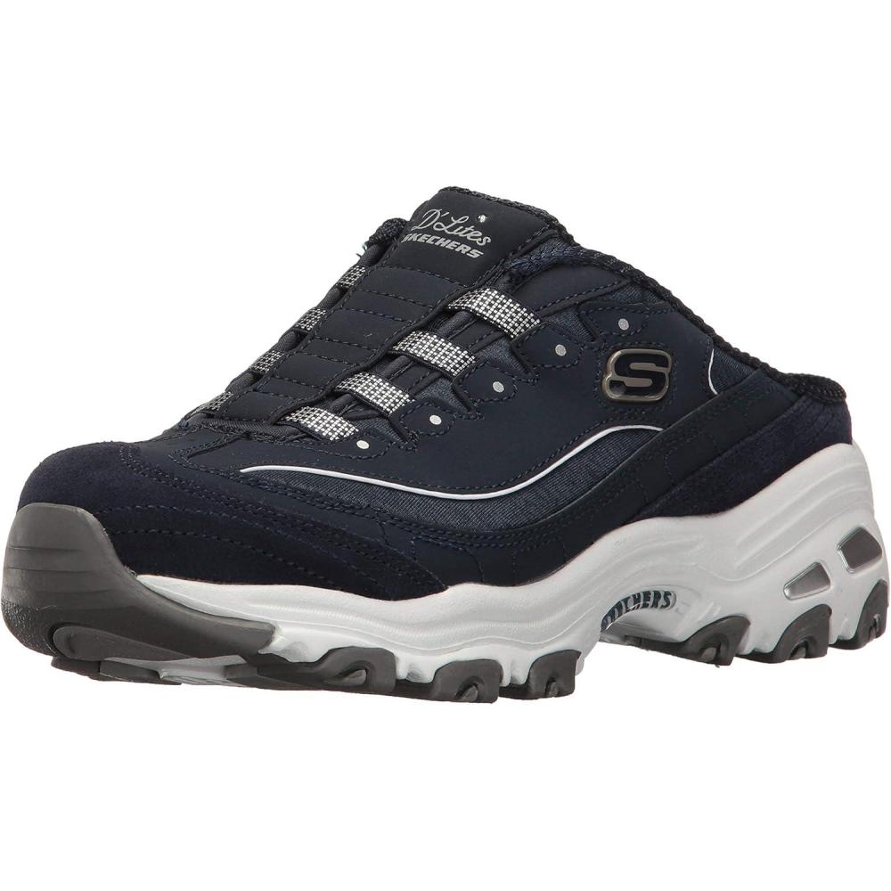 imageSkechers Sport Womens DLites SlipOn Mule SneakerNavyWhite